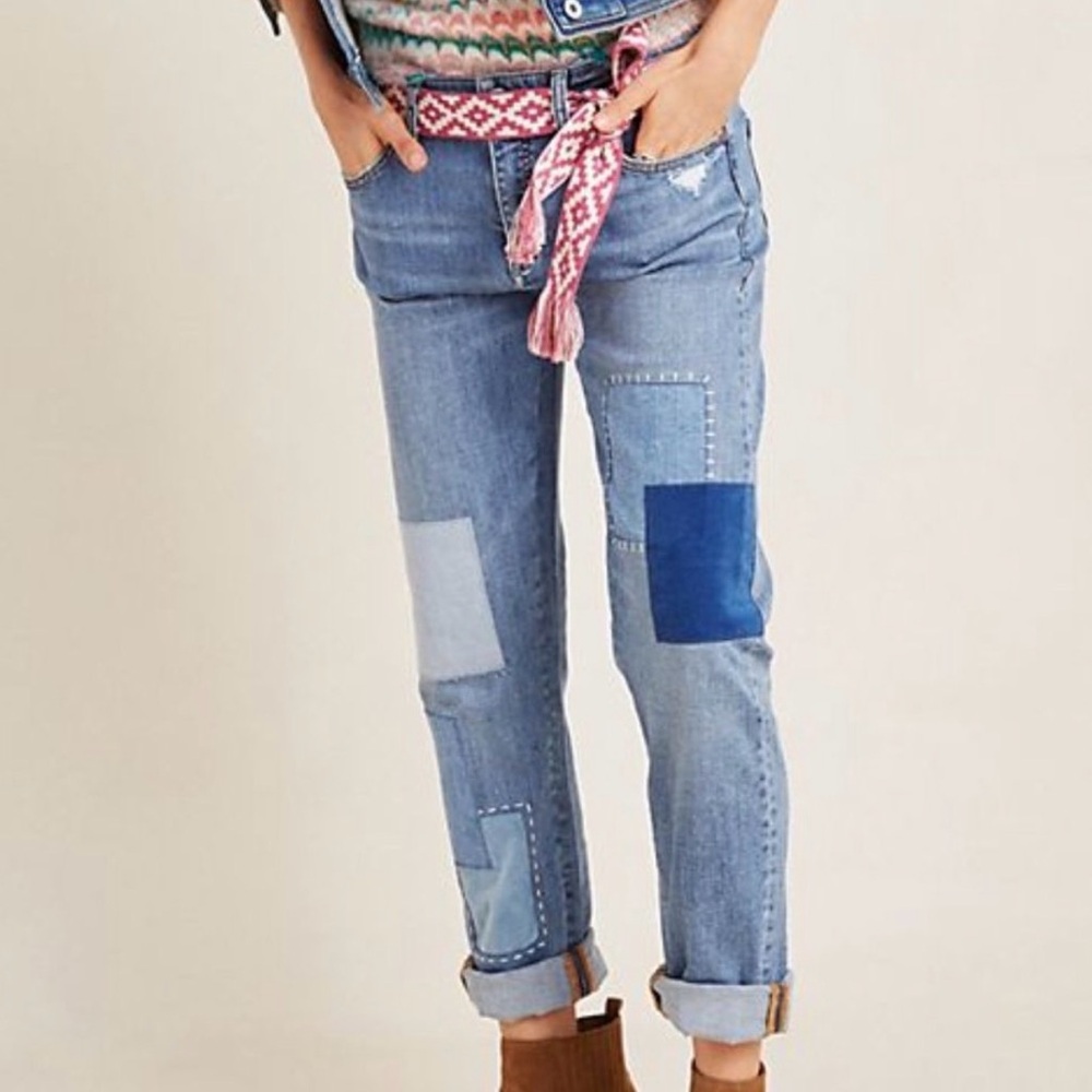 Pilcro by Anthropologie Patchwork Slim Boyfriend Jeans Size 28